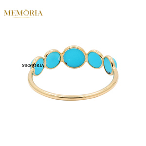 Anillos de Compromiso y Boda Hechos a Mano con Turquesa Geométrica en Oro Amarillo Sólido de 18K, con Certificación IGI, Venta al Por Mayor - Product Image 5