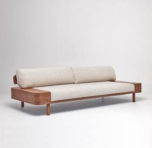 Sofá minimalista contemporáneo con un elegante marco de madera con bordes y asiento de tapicería suave para una elegancia moderna - Product Image 3