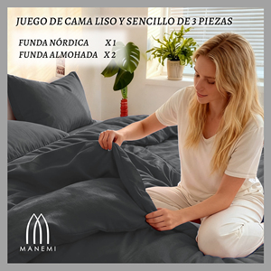 Set Copripiumino MENEMI 100% Poliestere 2 Pezzi Tinta Unita Semplice Biancheria da Letto con Federa - Product Image 4