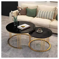 Meilleure table en marbre pierre blanche avec de l'or de haute qualité Ensemble de table centrale gigogne de luxe Salon Cuisine Maison Hôtels Utilisation