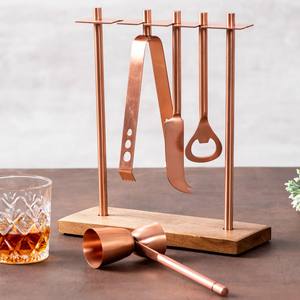Ensemble d'outils de bar en acier inoxydable de qualité supérieure avec support compact, outils professionnels de mélange de cocktails pour bar à domicile et cadeaux - Product Image 6