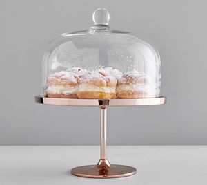 Gold Metal Cake Stand With Glass Dome Ideal For Farmhouse Kitchen Styling And Rustic Interior Design Themes - Product Image 4