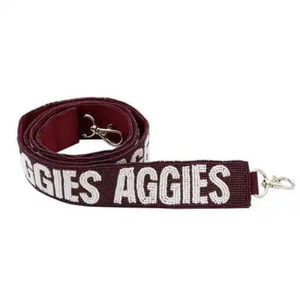 Classic AGGIES Customized Beaded <b>Purse</b> Strap White Gold Seed Bead Bag Straps Fashionable <b>Accessories</b> BY AFZA ENTERPRISES - Product Image 1