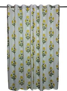 Cortina India 100% Algodón con Estampado Floral Amarillo Hecho a Mano con Ojales para Sala de Estar y Oficina, Tamaños Personalizados Disponibles - Product Image 3