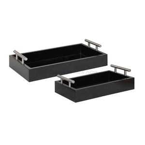 Good Quality Wooden <b>Tray</b> Set in Classic Dark <b>Black</b> Color with Chic Design and Functional Shape for Everyday Use - Product Image 4