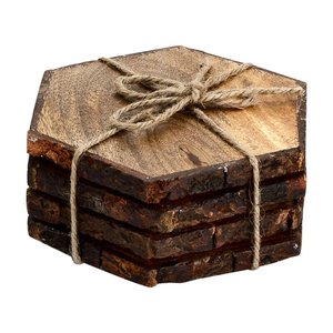 Sous-verres ronds en bois de mangue avec écorce d'arbre pour la maison table décorer sous-verres de tasse à thé avec couleur naturelle pour le prix de gros - Product Image 3