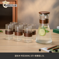 Table de chevet côtelée vintage Carafe de chevet Tasses en verre à eau avec couvercle Pichet pour boire Verrerie Théières et bouilloires