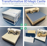 Bloc-notes de château de mémo de calendrier hebdomadaire 2024 avec bloc-notes 3D léger Note autocollante pour le meilleur cadeau