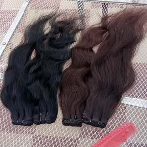 Extensiones de cabello virgen indio recto sedoso Color natural con clase Extensiones de cabello humano de alta calidad de onda profunda suelta - Product Image 1