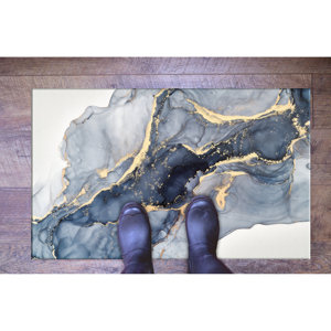 Alfombra Moderna con Estampado de Mármol Azul - Decoración de Oficina, Salón, Fácil de Limpiar, con Pelo Suave - Product Image 5