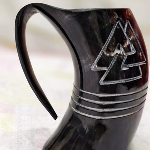 CLICK NORSE HECHO A MANO CUERNO DE BÚFALO VIKING BEBER Cuerno Taza Nuevo diseño para cerveza y café Taza de cuerno para beber natural - Product Image 5