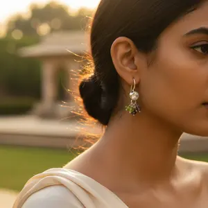 Women's 925 Silver Drop <b>Earrings</b> with <b>Gold</b> Plating Quartz Pearl Diamond Gemstone Dangles for Weddings and Parties - Product Image 1