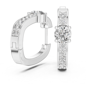 Boucles d'oreilles rondes élégantes en diamant pour femmes Pierres cultivées en laboratoire certifiées IGI Plaqué or Bijoux de luxe Vente en gros et commandes personnalisées - Product Image 4