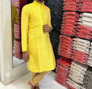 Pijama de talla personalizada para hombres, ropa tradicional de India, Kurta, venta al por mayor - Product Image 3