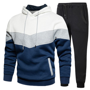 Deux pièces survêtement à capuche pour hommes 100% coton Sport Jogging ensemble veste confortable pantalons de survêtement équipe survêtement pour la saison d'automne - Product Image 5