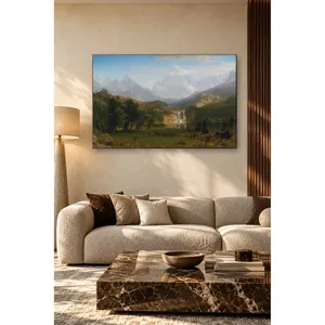 Impression sur toile de la vallée de Fida Albert Bierstadt avec cascade dans les montagnes rocheuses - Product Image 2