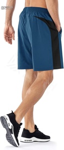 Shorts de course décontractés d'été, taille mi-haute, entraînement haute performance, poches zippées, logo personnalisé, motif uni, teinture unie, élastique, homme - Product Image 5
