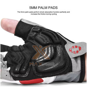 Gants de cyclisme en cuir et spandex à demi-doigts, sangle de poignet réglable, légers, antidérapants, matériau durable, ajustement confortable, unisexe - Product Image 3