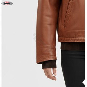 Chaqueta Bomber de Pana y Cuero de Alta Calidad al por Mayor 2025, Talla Grande para Mujer, Transpirable, Ecológica, Impermeable, con Forro de Seda a Rayas - Product Image 3