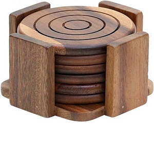 Ensemble de 4 sous-verres en bois à motif de fleurs pour le thé et la Table basse, sous-verre décoratif, nouvelle collection - Product Image 4