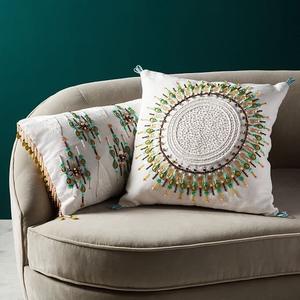Luxury Sustainable Azo Free New Year Beaded Cotton <b>Square</b> <b>Cushion</b> Covers For Living Room Decoration At Best Wholesale Prices - Product Image 3