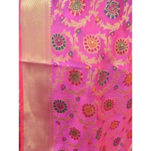 Banarasee Saree en fausse georgette avec Meena Floral Jaal Work-Rose pâle - Product Image 1