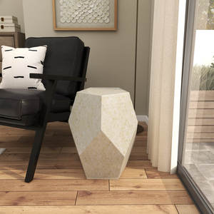 Manufactured Style Mother of Pearl Inlay <b>End</b> Stable MOP Shell Side <b>Table</b> Lacquer Mosaic Shell Stool - Product Image 2
