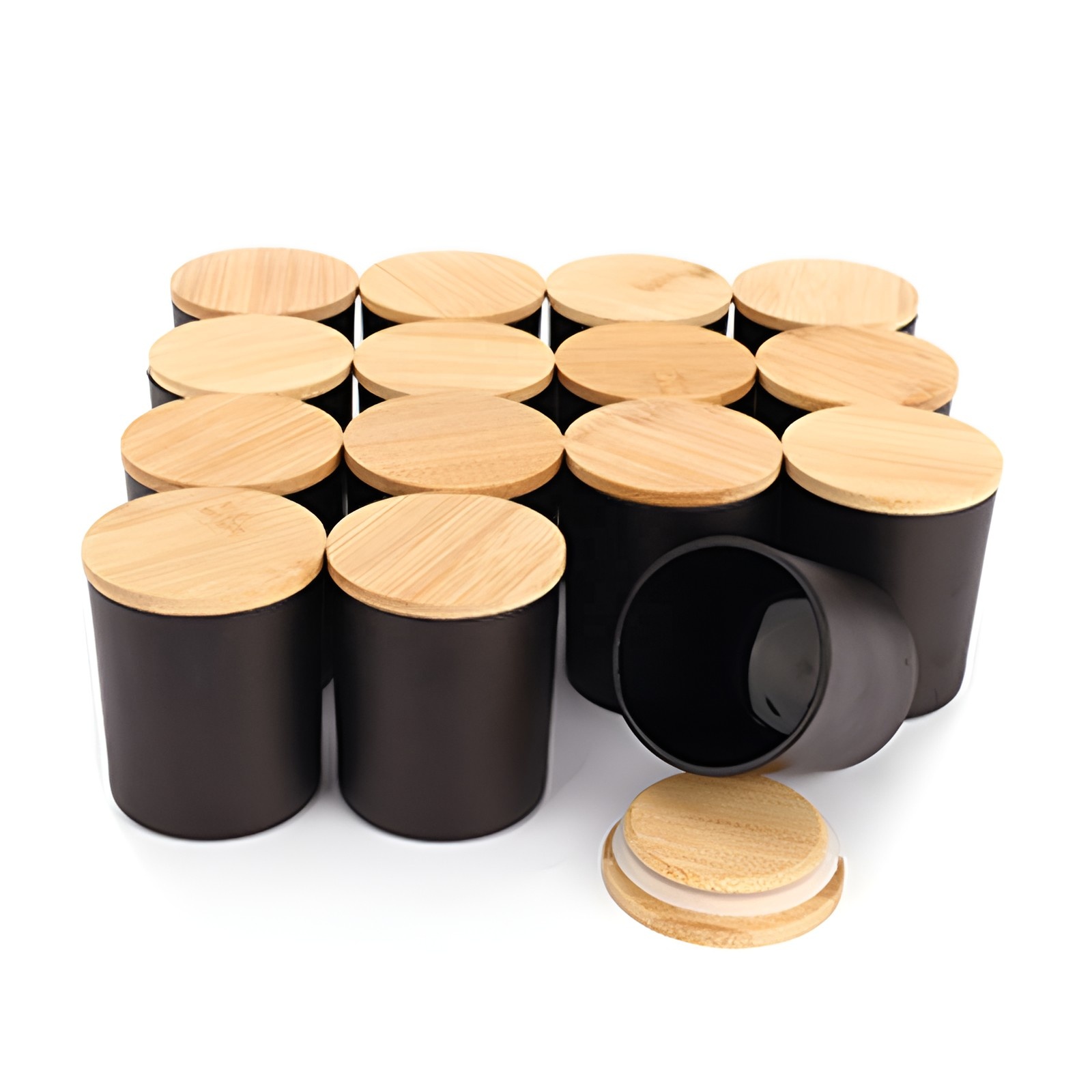 Лидер продаж Amazon, 8 унций, 10 унций, роскошные черные стеклянные пустые банки для свечей, сосуды, индивидуальный логотип с крышкой