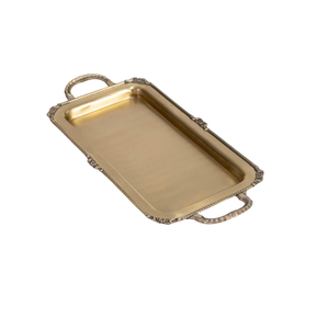 Set Of 2 Decorative Brass Serving <b>Tray</b> Oval Shape Gold Plated for Hotel & Restaurant Snacks & <b>Drinks</b> Serving <b>Trays</b> - Product Image 5