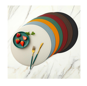 Napperon en cuir non toxique écologique pour table à manger bonne qualité forme ronde meilleur design fabriqué en inde - Product Image 1