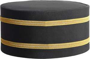 Gorro de la Orden de los Caballeros Templarios - Negro con Dos Trenzas Doradas, Tipo de Tela Rayón Negro, Origen Importado - Product Image 2