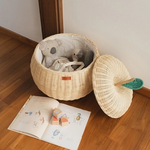 Panier de rangement multifonctionnel et écologique en rotin naturel Apple Rattan - Product Image 5