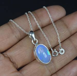 Ethiopian <b>Opal</b> <b>Pendant</b> Sterling Silver Gemstone <b>Necklace</b> October Birthstone High Quality Jewelry for Children's & Women's Gift - Product Image 4