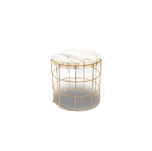 Table d'appoint circulaire moderne avec plateau blanc et base en métal doré Table d'appoint minimaliste pour la maison ou le bureau - Product Image 1