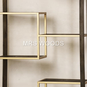 MRS WOODS Étagère de bureau moderne en or en bois naturel pour meubles de <span class=keywords><strong>bibliothèque</strong></span> Étagère à 4 étages personnalisée - Product Image 2