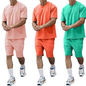 Ensemble t-shirt et short uni en coton épais Survêtement de sport Ensemble homme été personnalisé - Product Image 6