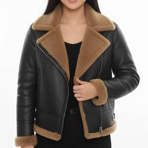 High Quality Low Price Winter Knitted Breathable <b>Women</b> Shearling Leather <b>Jacket</b> with Smooth Finish - Product Image 1