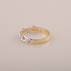 IGI Certified Marquise & Round Diamond Half Eternity <b>Ring</b> in 14K Rose / Yellow & White Gold - Product Image 3