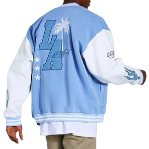 Chaqueta de béisbol universitaria con bordado de chenilla OEM, chaquetas de algodón personalizadas con letras para hombre, abrigo de talla grande, chaqueta universitaria para hombre - Product Image 4