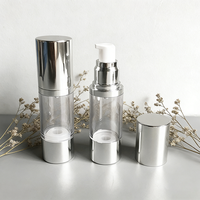 Flacon cosmétique sans air de luxe vide en or, argent et rose avec pompe à lotion en plastique, flacons d'émulsion pour le visage en plastique AS de haute qualité