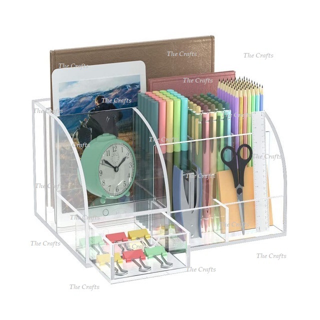 Crafts Attractive Design Acrylic Desk Sets Organizers Box Stationery Accessories Customized Size/Shape Customized Logo