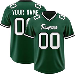 Camisetas de fútbol americano OEM manga rayas malla de secado rápido poliéster equipo personalizado Logo nombre números Impresión de transferencia de calor - Product Image 3