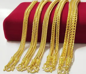 Gold necklace, four-pillar pattern, lacquered, 24 inches, micron gold cloning, beautiful colors, assorted sizes