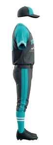 Ensemble uniforme de baseball 100 % polyester, imprimé par sublimation, anti-plis, respirant, maillot sans manches entièrement boutonné et pantalon avec logo frontal - Product Image 2