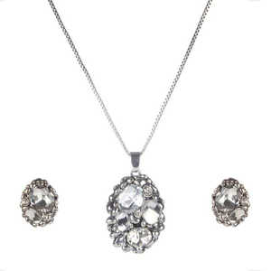 Urthn Fine Jewelry Set Colgante chapado en rodio de piedra austriaca 1202522 - Product Image 1