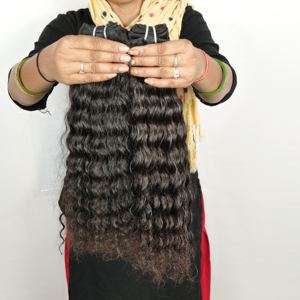 En gros 100% Naturel Cuticule Aligné Crépus Bouclés Extensions de Cheveux Humains Vierges Lâche Vague Profonde Style De L'Inde - Product Image 2