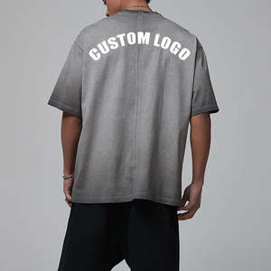 Wholesale Custom <b>Men's</b> <b>Cropped</b> Boxy Acid Wash 100% Cotton Heavyweight Washed Vintage Blank <b>T</b>-<b>shirt</b> For <b>Men</b> - Product Image 5