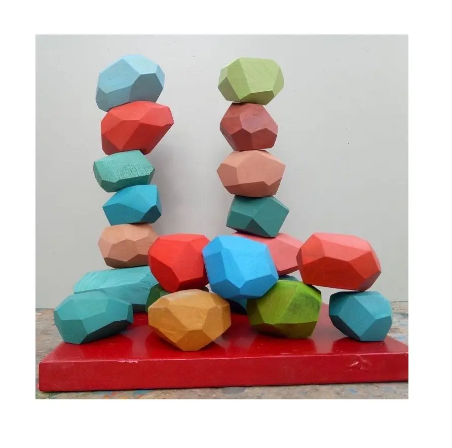 เด็กไม้ก้าวหินสมดุลสโตน Montessori ชุดของเล่นในร่ม99GD