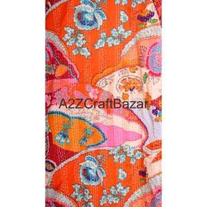 Chaqueta Kimono Kantha de Lujo, Acolchada, Estampada a Mano, 100% Algodón, Elegante, Ropa Festiva de Invierno, Transpirable y Suave para Mujer - Product Image 4