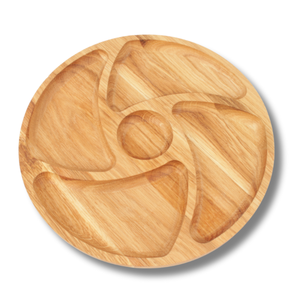 Tabla de servir de madera de roble retorcida de 30 cm con 4 compartimentos, acabado con aceite vegetal, tabla para queso y aperitivos, logotipo personalizado - Product Image 1